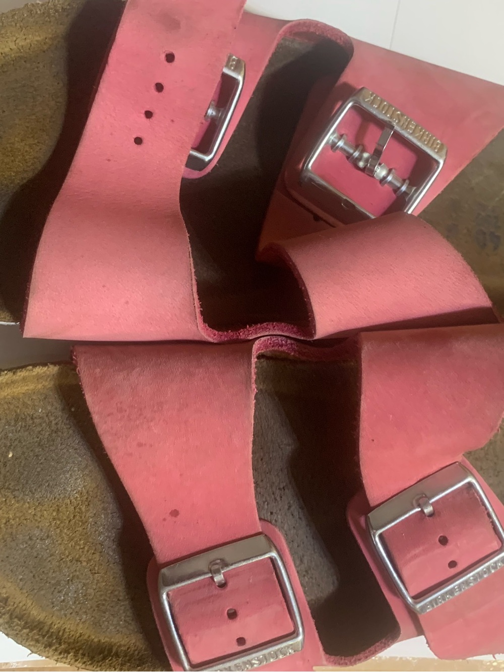 Birkenstock Pink Suede Double-Strap Buckle Sandals